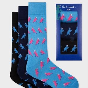 ⚡RARE⚡ PAUL SMITH Dino Socks Set Of 3 In Gift Box *NEW W/TAGS* $95  🧦🦖